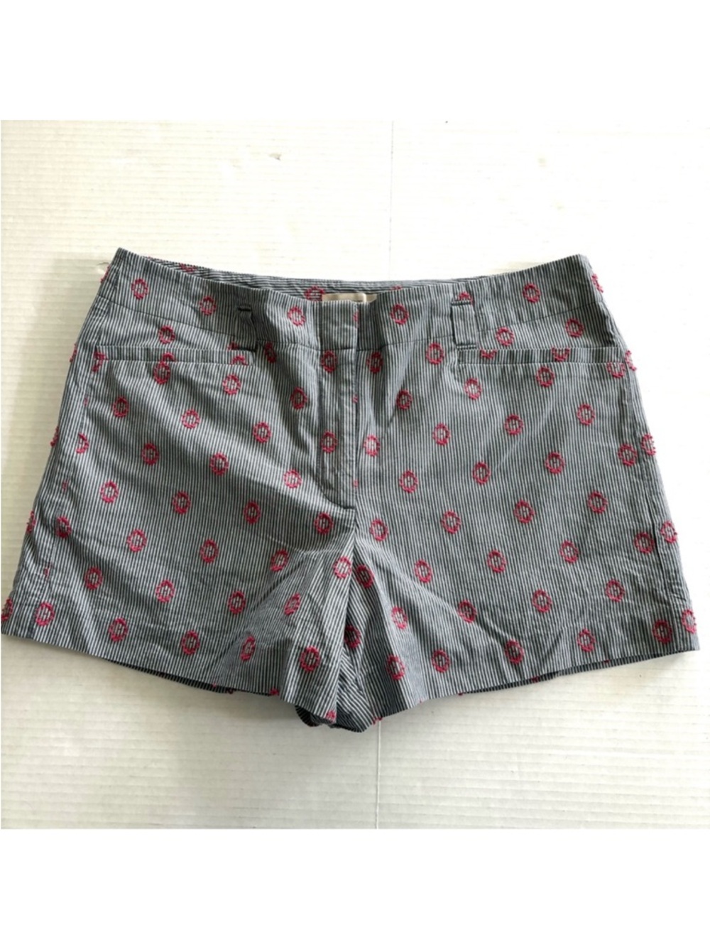 Loft Striped Textured Embroidered Shorts Lined Lightweight‎ Women’s Size 6